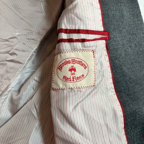 Brooks Brothers Suit Jacket Mens 42L Blue Gray Red Fleece Tollegno 1900 Wool - Picture 6 of 10